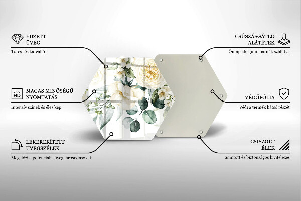 Steklena podloga za rezanje Akvarelne rože