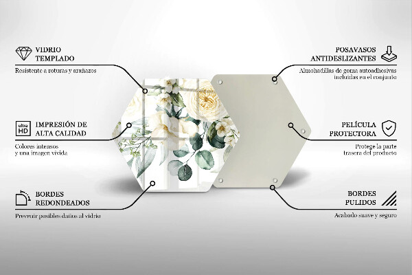 Steklena podloga za rezanje Akvarelne rože