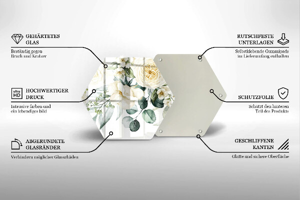 Steklena podloga za rezanje Akvarelne rože