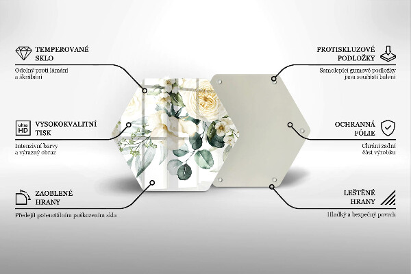 Steklena podloga za rezanje Akvarelne rože