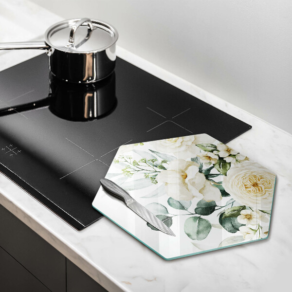 Steklena podloga za rezanje Akvarelne rože