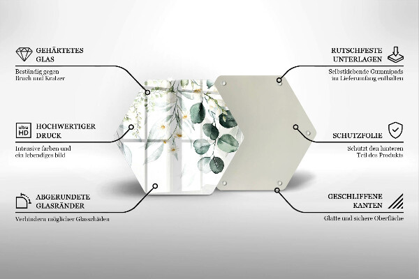 Steklena podloga za rezanje Akvarelne rastline