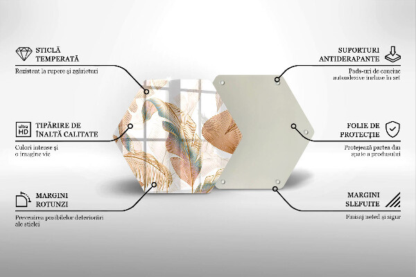 Steklena podloga za rezanje Boho perje in listi