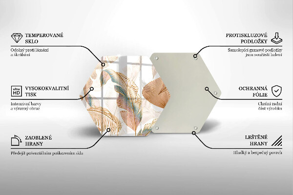 Steklena podloga za rezanje Boho perje in listi