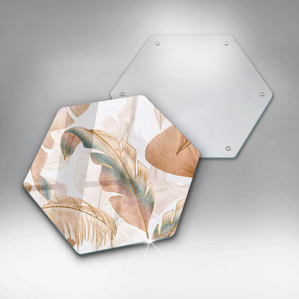 Steklena podloga za rezanje Boho perje in listi