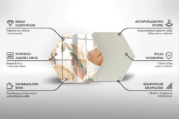 Steklena podloga za rezanje Boho perje in listi