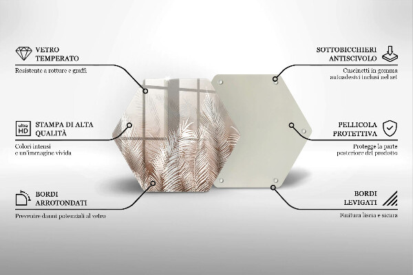 Steklena podloga za rezanje Boho rastlinski listi