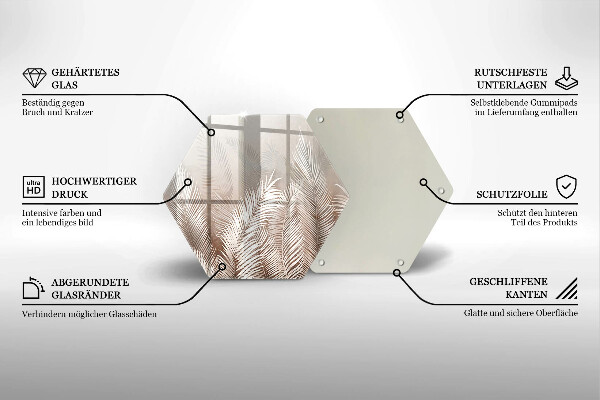 Steklena podloga za rezanje Boho rastlinski listi