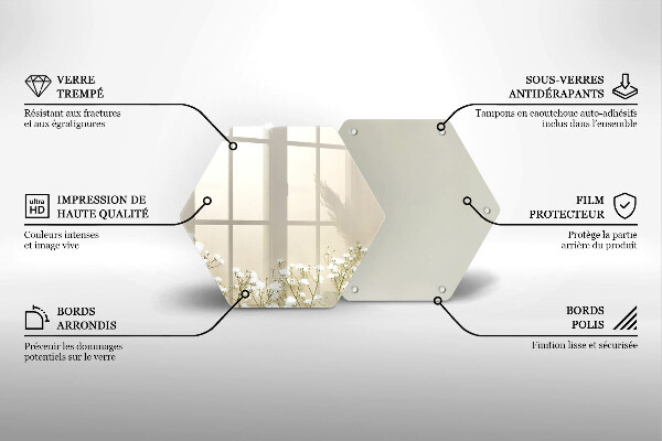 Steklena podloga za rezanje Boho rože iz mavca