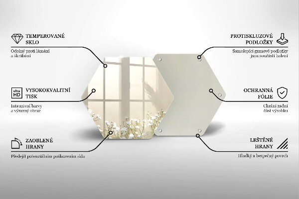 Steklena podloga za rezanje Boho rože iz mavca