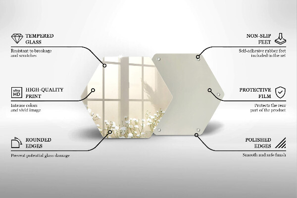 Steklena podloga za rezanje Boho rože iz mavca