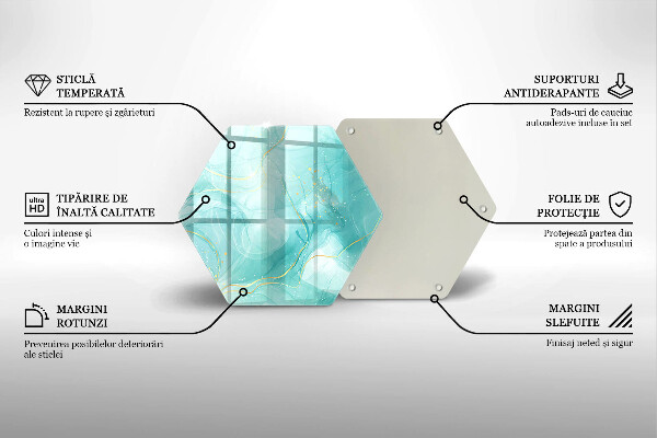 Steklena podloga za rezanje Modra in zlata abstrakcija