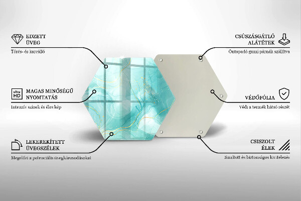 Steklena podloga za rezanje Modra in zlata abstrakcija