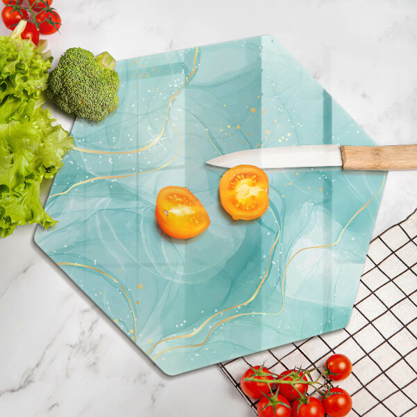 Steklena podloga za rezanje Modra in zlata abstrakcija