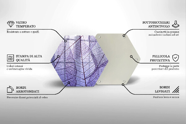 Steklena podloga za rezanje Listi z žilami