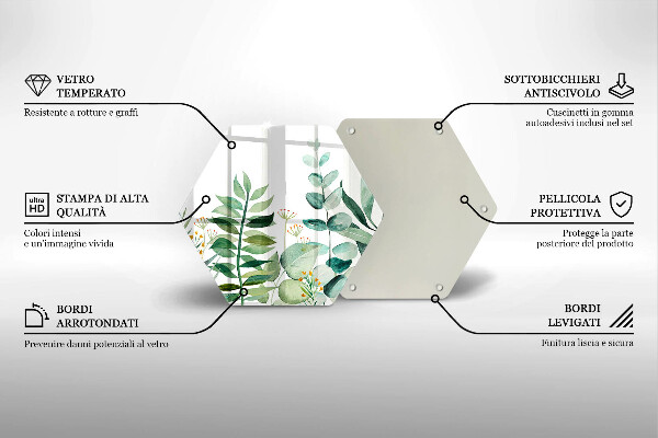Steklena podloga za rezanje Ilustracija rastlinskih listov