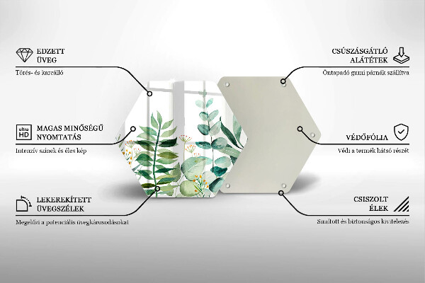 Steklena podloga za rezanje Ilustracija rastlinskih listov