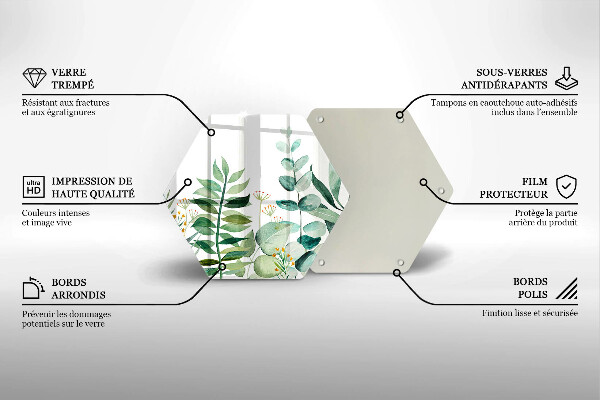 Steklena podloga za rezanje Ilustracija rastlinskih listov