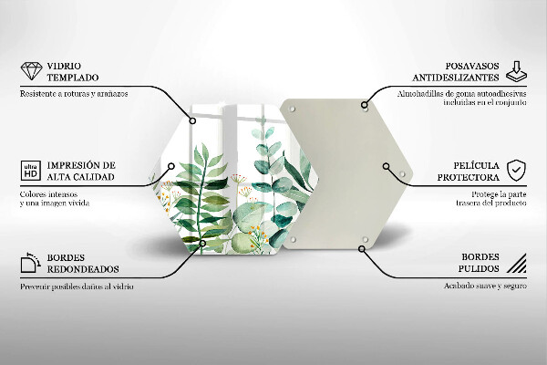 Steklena podloga za rezanje Ilustracija rastlinskih listov
