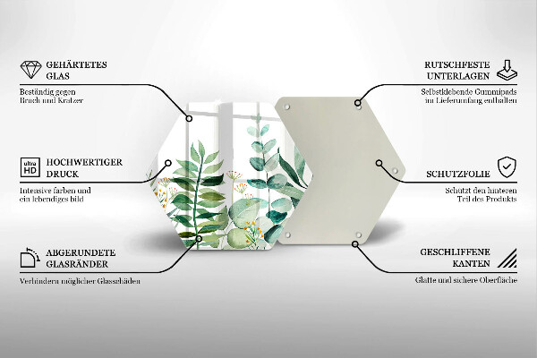 Steklena podloga za rezanje Ilustracija rastlinskih listov