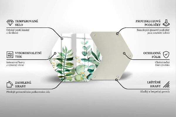 Steklena podloga za rezanje Ilustracija rastlinskih listov