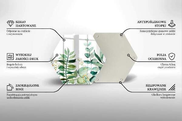 Steklena podloga za rezanje Ilustracija rastlinskih listov