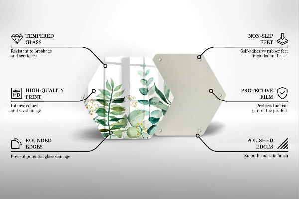 Steklena podloga za rezanje Ilustracija rastlinskih listov