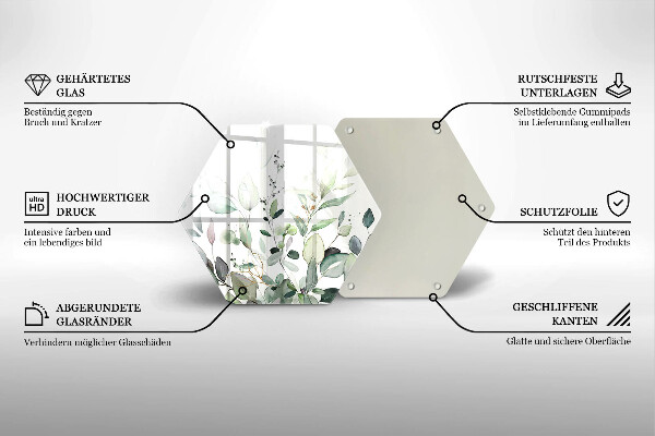 Steklena podloga za rezanje Akvarelne rastline