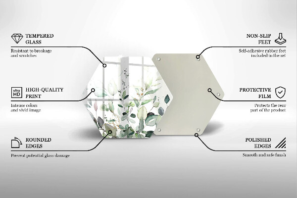 Steklena podloga za rezanje Akvarelne rastline