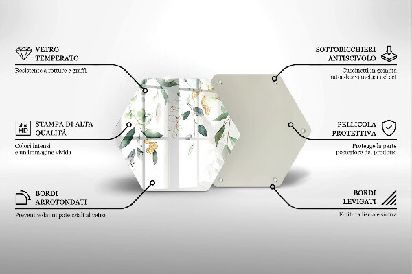 Steklena podloga za rezanje Akvarelni listi