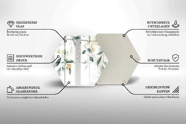 Steklena podloga za rezanje Akvarelni listi