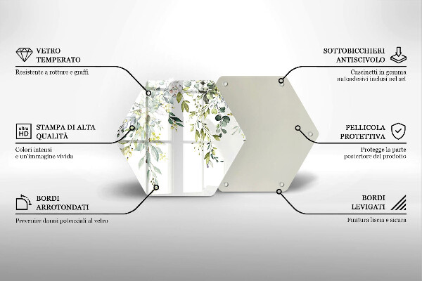 Steklena podloga za rezanje Okrasni listi in cvetovi