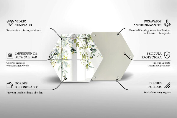 Steklena podloga za rezanje Okrasni listi in cvetovi