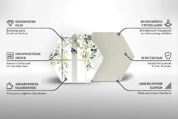 Steklena podloga za rezanje Okrasni listi in cvetovi