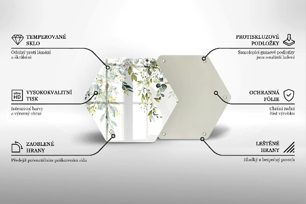 Steklena podloga za rezanje Okrasni listi in cvetovi