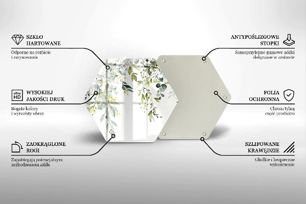 Steklena podloga za rezanje Okrasni listi in cvetovi