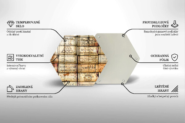 Steklena podloga za rezanje Stari vinski zamaški