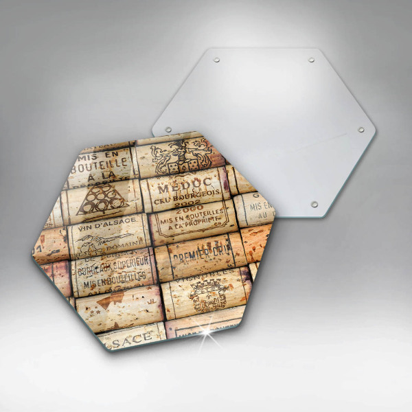 Steklena podloga za rezanje Stari vinski zamaški