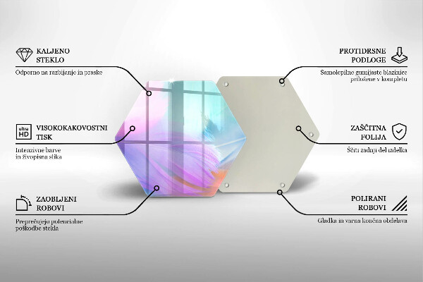 Steklena podloga za rezanje Pastelno perje