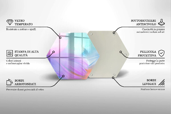 Steklena podloga za rezanje Pastelno perje
