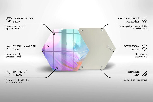 Steklena podloga za rezanje Pastelno perje