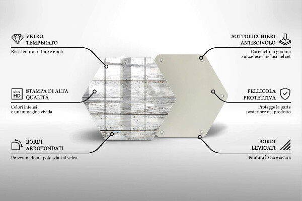 Steklena podloga za rezanje Svetle lesene deske