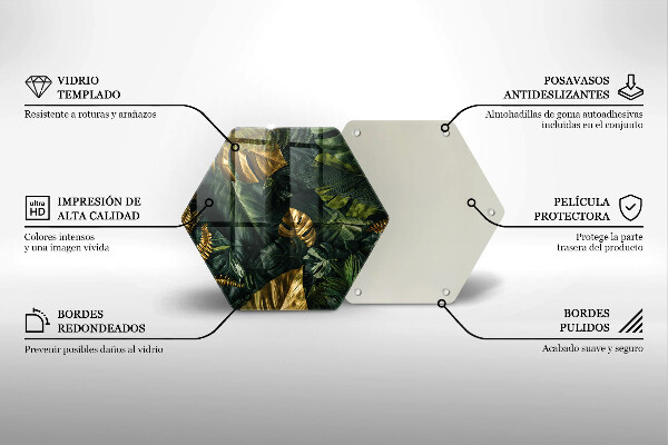 Steklena podloga za rezanje Zlati listi monstere