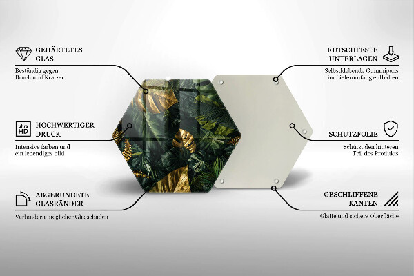 Steklena podloga za rezanje Zlati listi monstere