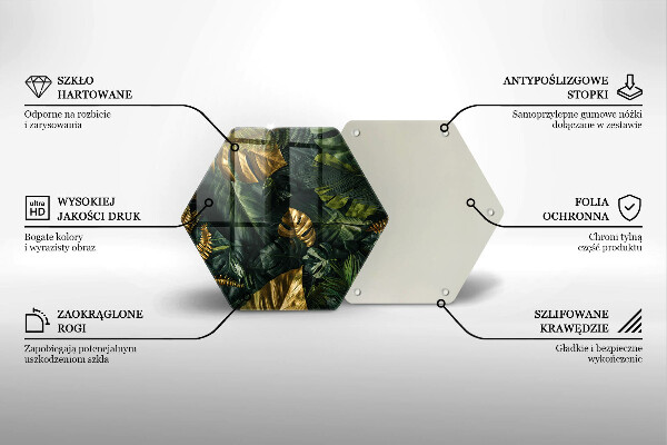 Steklena podloga za rezanje Zlati listi monstere