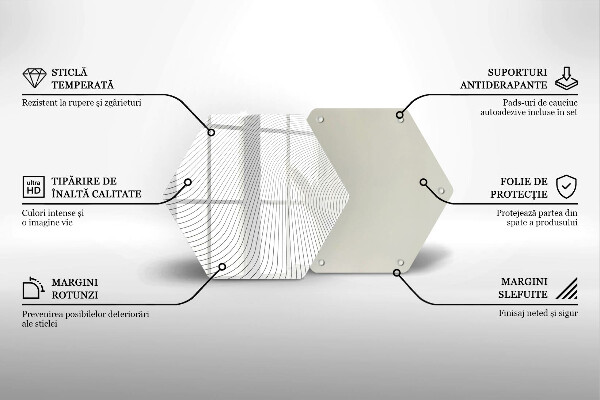 Steklena podloga za rezanje Vzorec modernih linij