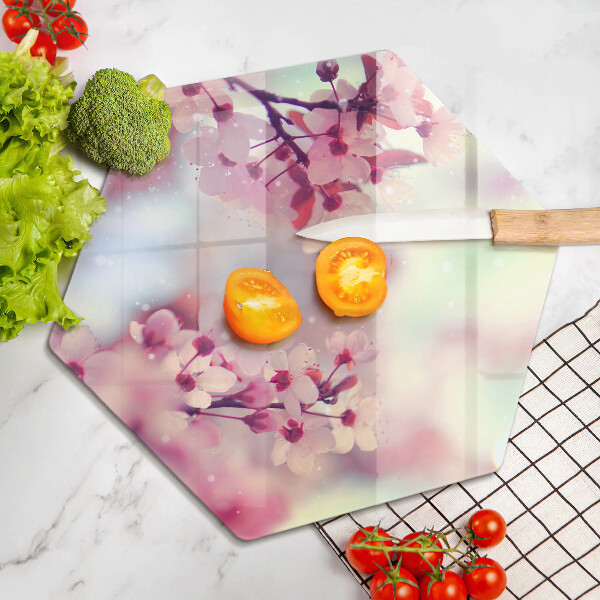 Steklena podloga za rezanje Narava jablanovih cvetov