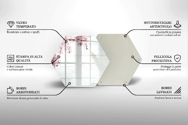 Steklena podloga za rezanje Rože na deskah