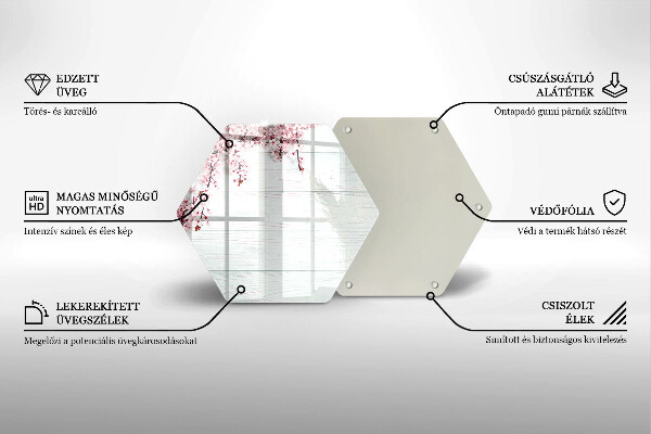 Steklena podloga za rezanje Rože na deskah