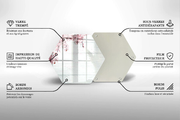 Steklena podloga za rezanje Rože na deskah